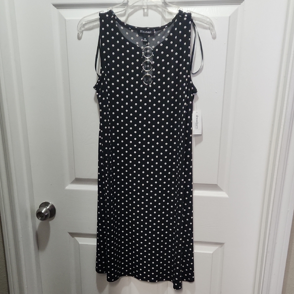 3/$20 Roz & Ali Black and White Polka Dot Midi Dress